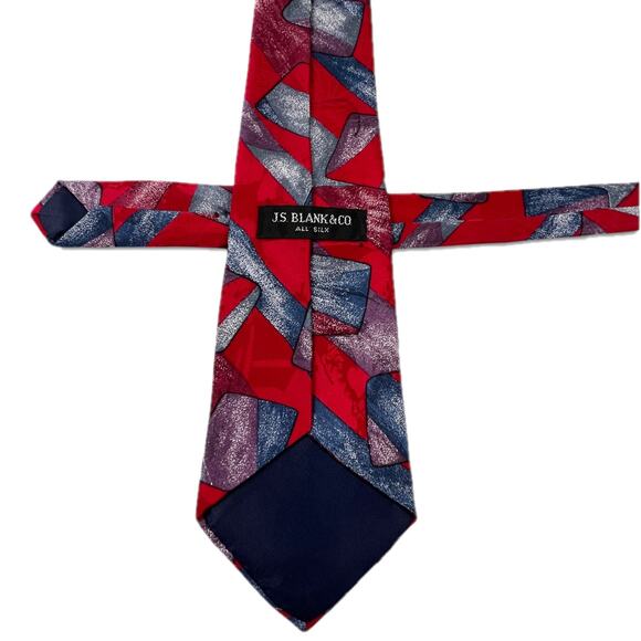 J.S. Blank & Co. Men's Abstract Necktie 100% Silk Red Purple Blue White - Picture 9 of 11